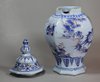 Q946 French faience blue and manganese jar and cover, Nevers