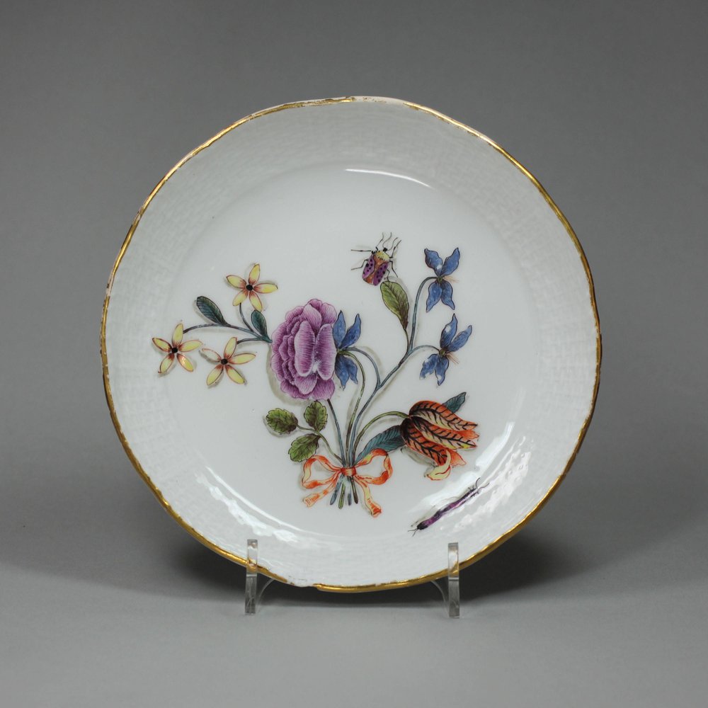 Q992 Meissen saucer, circa 1740-45, with ozier moulded borders