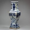 R13 Blue and white faceted vase, early Ming (1368-1626)
