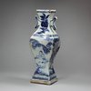 R13 Blue and white faceted vase, early Ming (1368-1626)