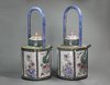 R209 Exceptionally large pair of Chinese Canton hexagonal enamel teapots