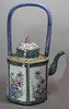 R209 Exceptionally large pair of Chinese Canton hexagonal enamel teapots