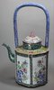 R209 Exceptionally large pair of Chinese Canton hexagonal enamel teapots