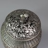 R437 Japanese silver metal censer in the shape of a woven basket with