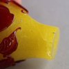 U639 Rare Chinese red-overlay yellow glass snuff bottle