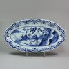 R662 Dutch Delft blue and white scalloped oval saucer
