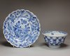 R860 Blue and white moulded bowl and saucer, Kangxi (1662-1722)