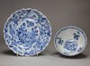 R860 Blue and white moulded bowl and saucer, Kangxi (1662-1722)