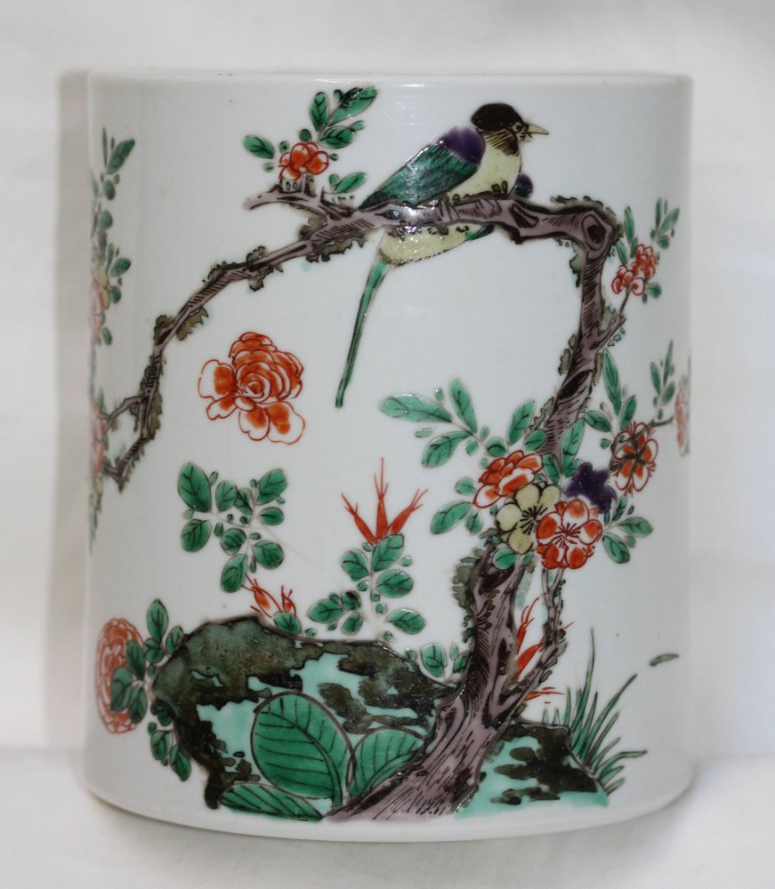 TL136 Famille verte brush pot, Kangxi (1662-1722)