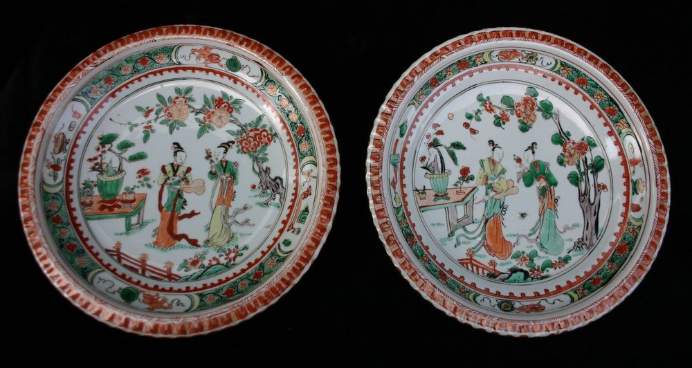 TL54 Pair of famille verte dishes, Kangxi (1662-1722)