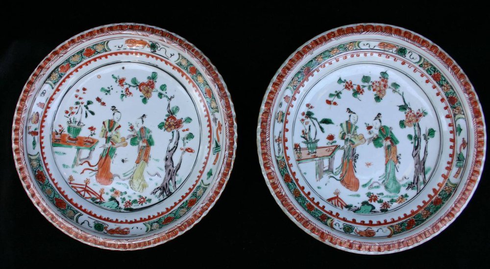 TL55 Pair of famille verte dishes, Kangxi (1662-1722)