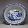 U117 Blue and white pierced fruit-basket and under-dish, c. 1800