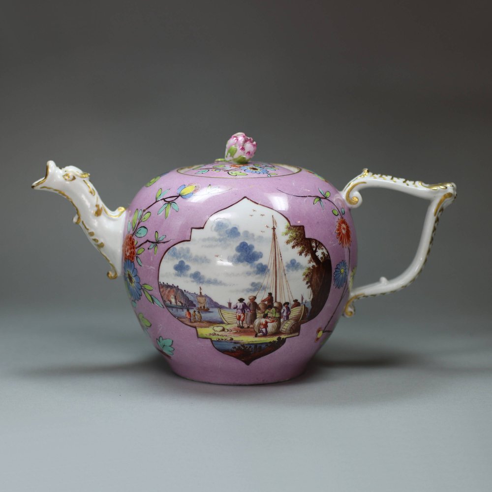 U130 Meissen purple-ground teapot and cover, c. 1735-40