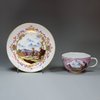 U134 Meissen purple-ground teacup and saucer, c. 1735-40