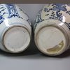 U148 A matched pair of Japanese blue and white jars, 18th century