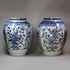 U148 A matched pair of Japanese blue and white jars, 18th century