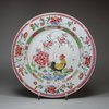 U153 Famille rose 'cockerel' plate, Qianlong (1736-95