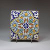 U164 Dutch Delft polychrome 'Pompadour' tile, c. 1610-40