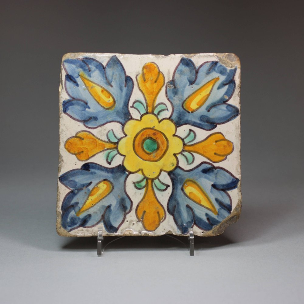 U178 Spanish polychrome tile, 18th century