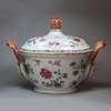 U189 Large famille rose soup tureen, cover and underdish