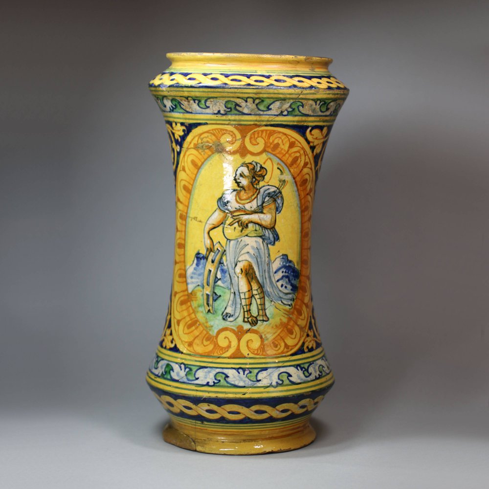 U193 Faenza maiolica 'quartieri' albarello, c.1600