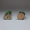 U219 Pair of miniature famille verte biscuit parrots