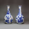 U240 Matched pair of Chinese blue and white bottle vases