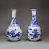 U240 Matched pair of Chinese blue and white bottle vases