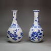 U240 Matched pair of Chinese blue and white bottle vases