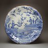 U259 Large Japanese Kakiemon blue and white dish with foliate rim