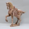 U27 Large Chinese painted pottery figure of a prancing horse
