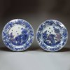 U283 Pair of Japanese blue and white dishes, 17th century