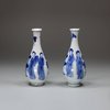 U307 Pair of miniature Chinese blue and white bottle vases