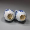 U307 Pair of miniature Chinese blue and white bottle vases