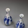 U307 Pair of miniature Chinese blue and white bottle vases