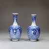 U310 Pair of miniature Chinese blue and white bottle vases