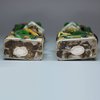 U340 Pair of famille verte biscuit dogs of Fo incense burners