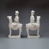 U350 Pair of Chinese blanc de chine equestrian figures