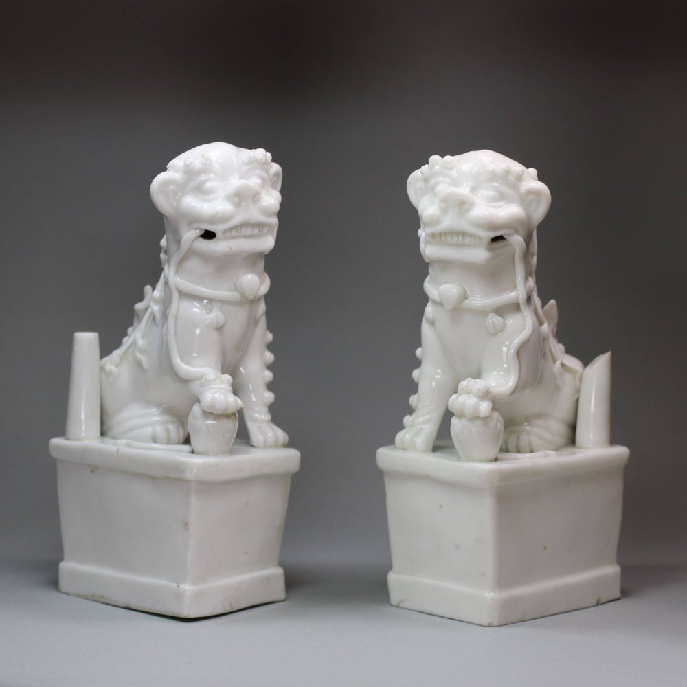 U368 Pair of Chinese blanc de chine dogs of fo