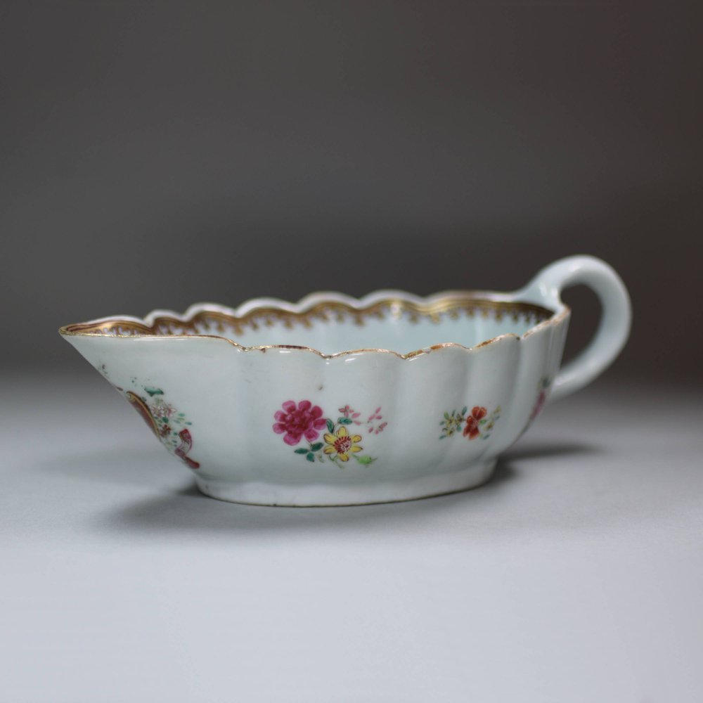 U380 Famille rose armorial sauceboat, c. 1775