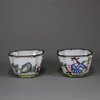 U392 Pair of small Canton enamel wine cups,18th century