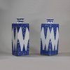 U399 Pair of Chinese blue and white square-section vases