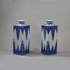 U399 Pair of Chinese blue and white square-section vases