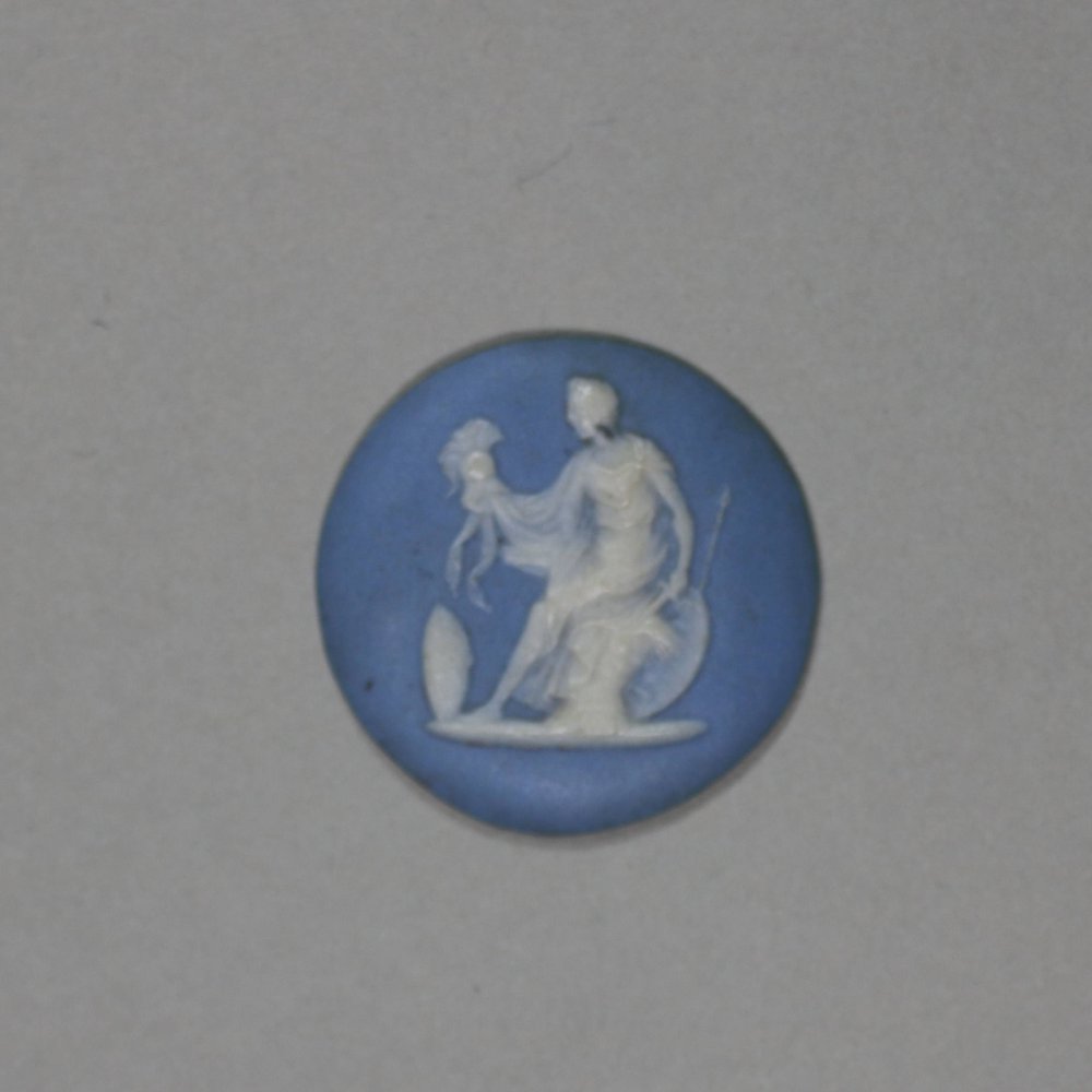 U418B Wedgwood blue jasperware small circular plaque, 19th century