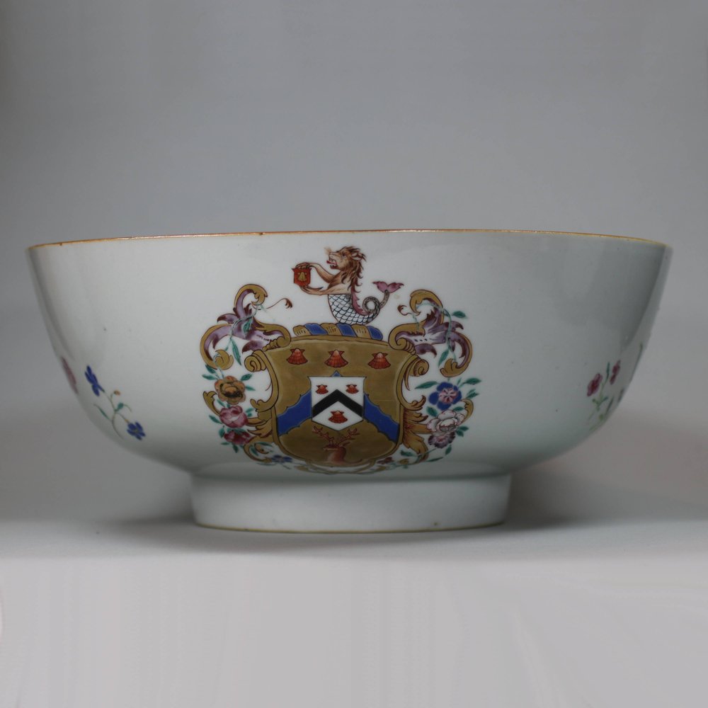 U422 Armorial famille rose punch bowl, c. 1765