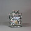 U440 Canton enamel square-section tea canister and cover