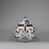 U452 Pair of Chinese imari ribbed teapots and covers