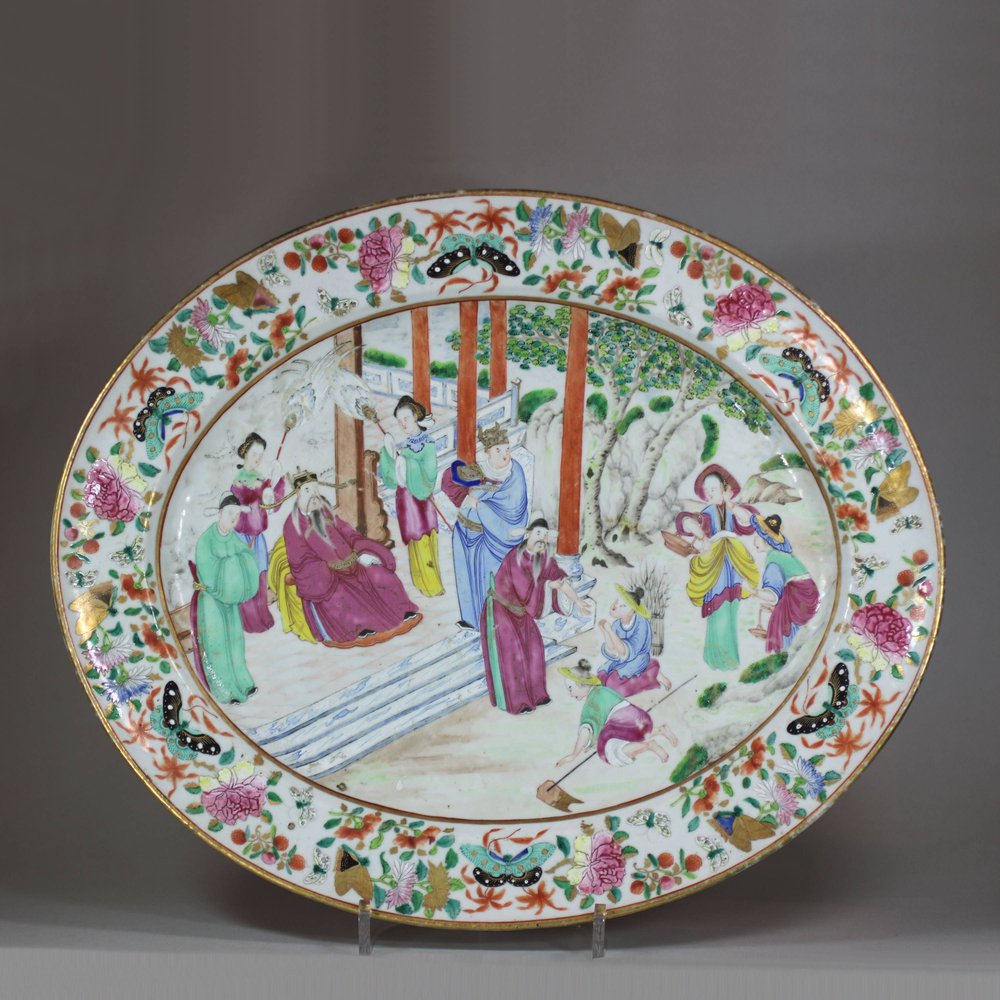 U480 Canton famille-rose oval dish, 19th century