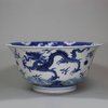 U483 Blue and white dragon bowl, Kangxi (1662-1722)