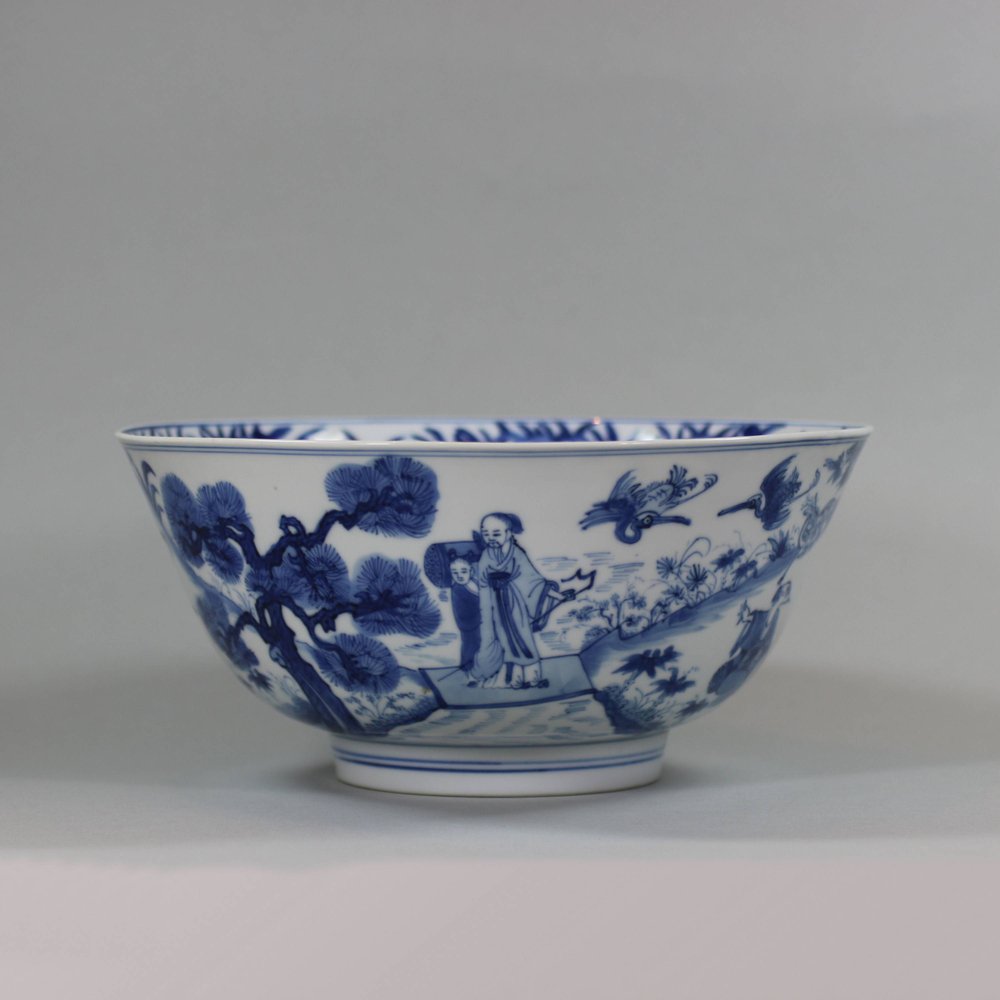 U542 Large Chinese blue and white 'scholars' bowl